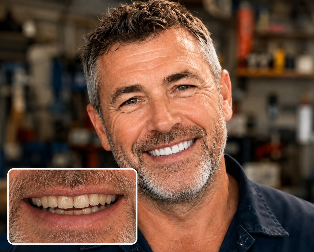 Before and after veneers and crowns treatment